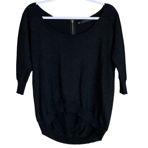 Patterson J. Kincaid Black Sparkly Cropped Sleeve Sweater Top Size XS - Picture 1 of 9